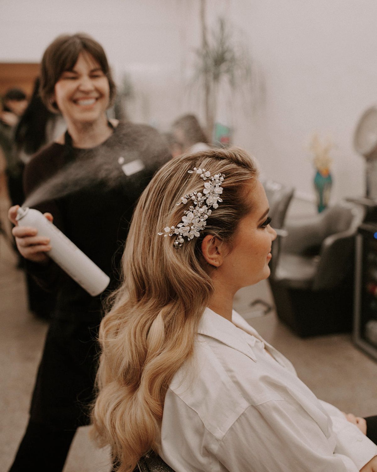 Hayley working with a client in the studio