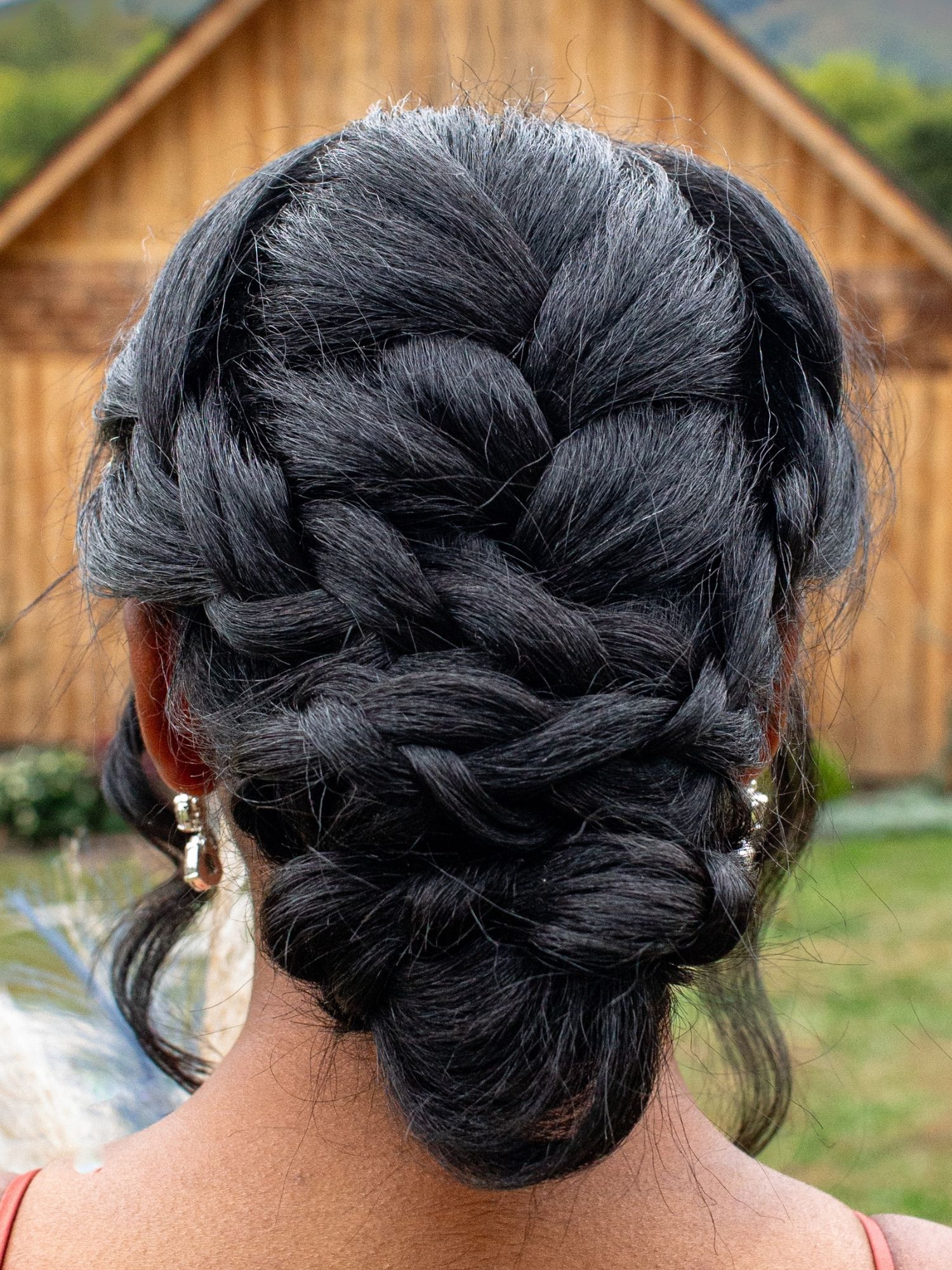 Intricate braided bridal updo detail