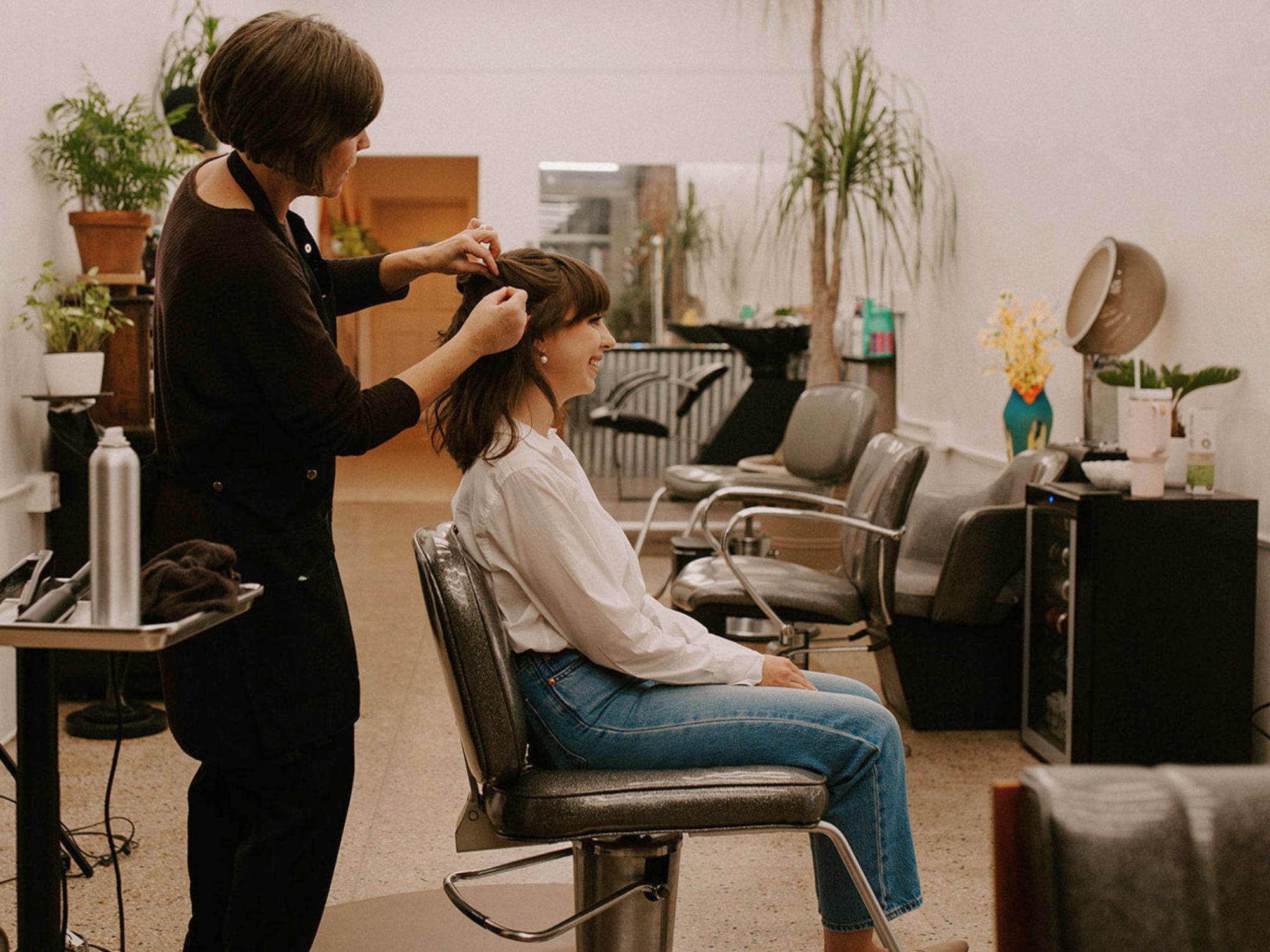 Hayley working with a client in the studio