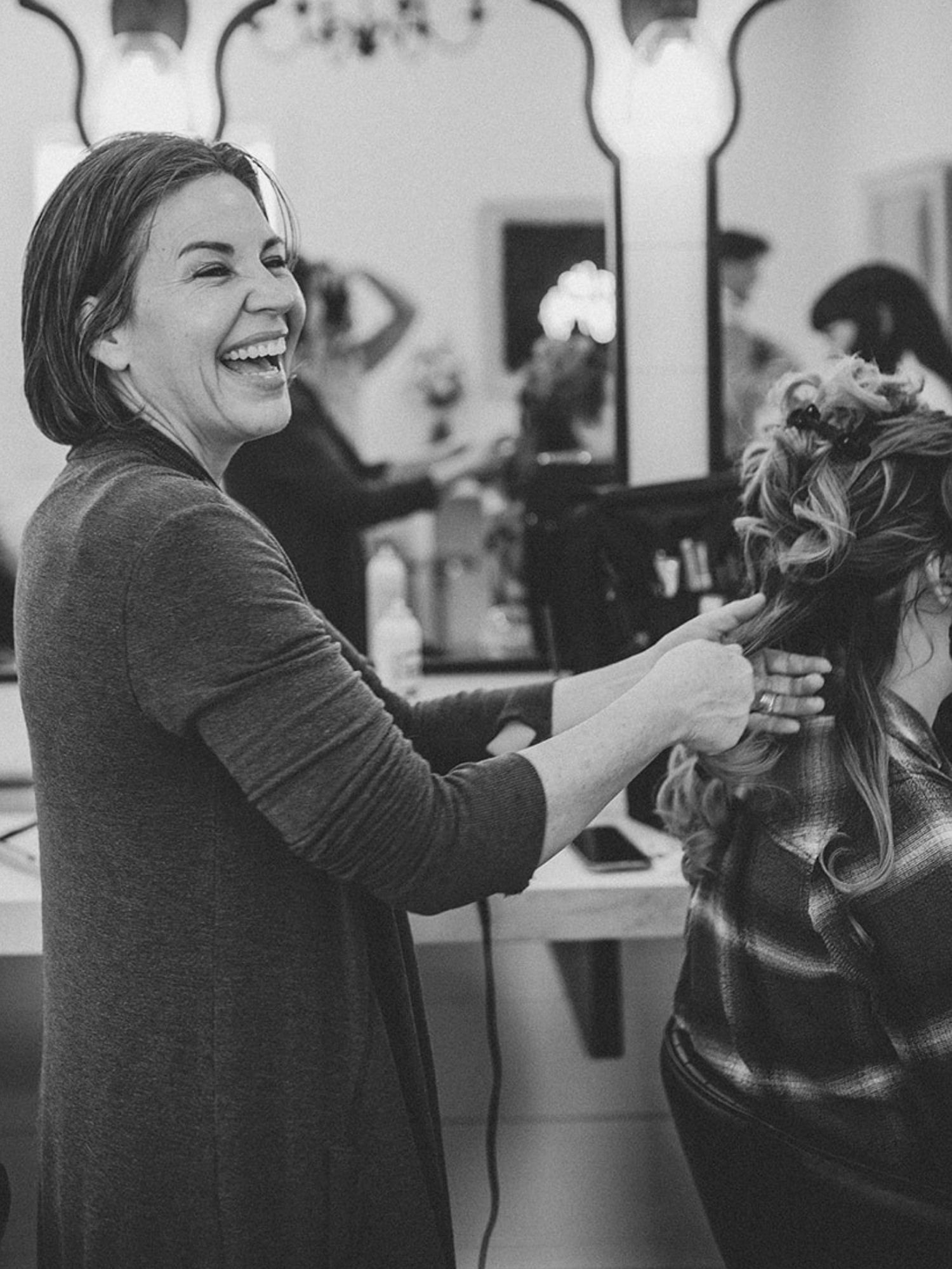 Close detail of hair color application