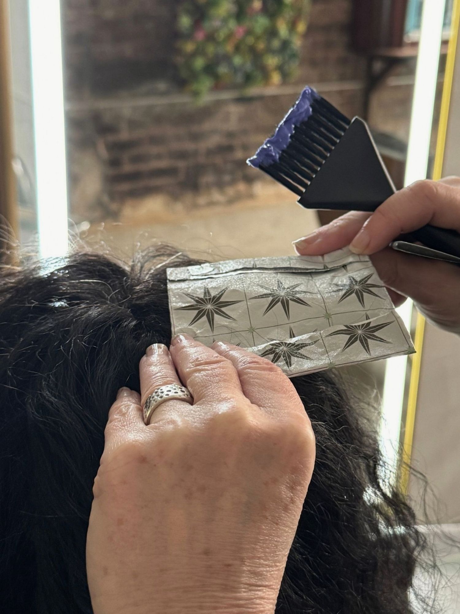 Close detail of color work in progress